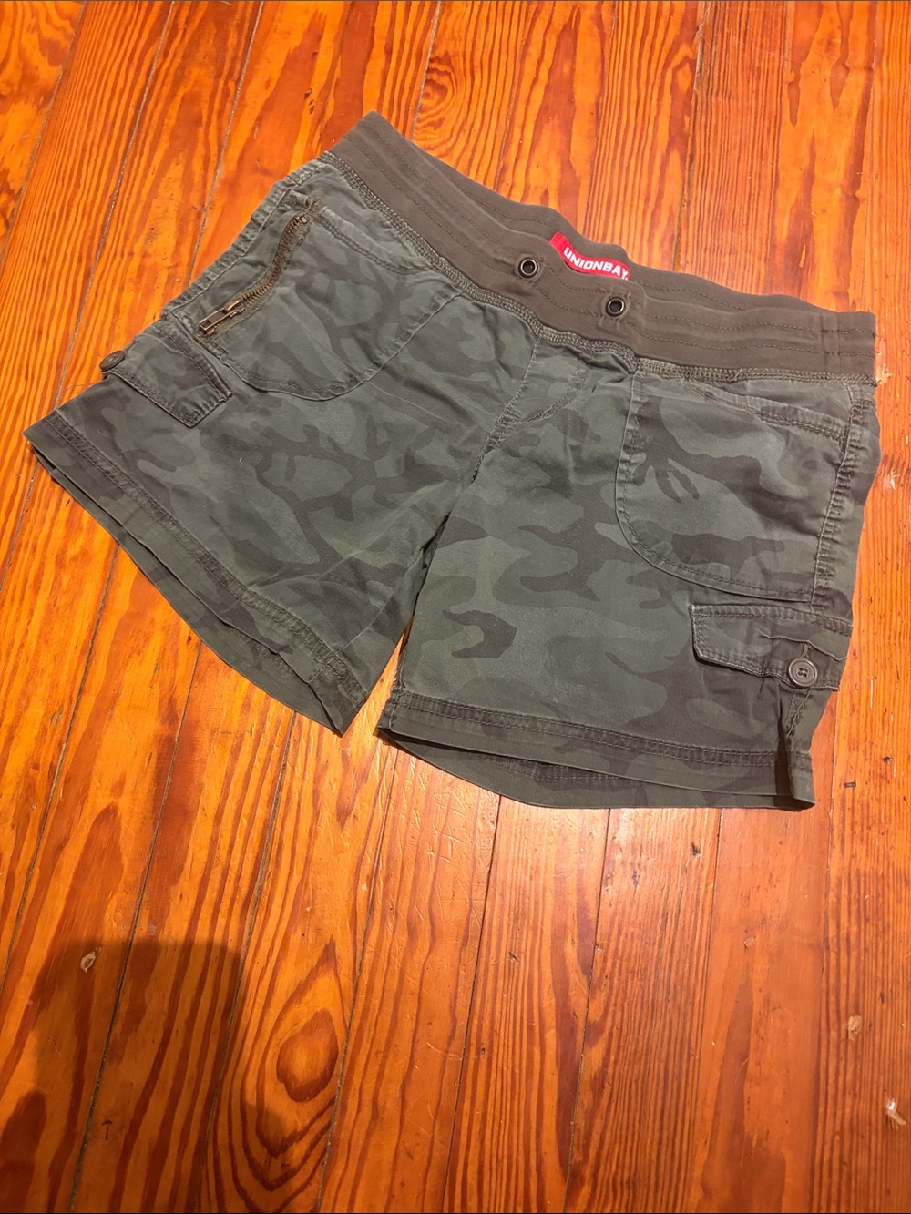 UNIONBAY Women's Camo Cargo Shorts in Dark Green
